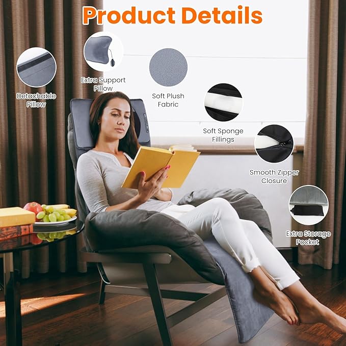 iMounTEK Full Body Electric Massage Mat for Home Office with Heat Vibration Massage Pad Cushion Back Massage Mattress Chair Pad with Neck Massage Pillow with 10 Vibration Motors Timer（53.14*19.68in ）