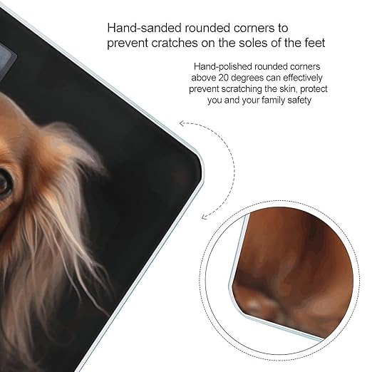 Long Haired Dachshund Scale for Body Weight High Precision Digital Weight Scales with LCD Display Anti-Slip Sturdy Slim Tempered Glass Bathroom Scale for Home Use
