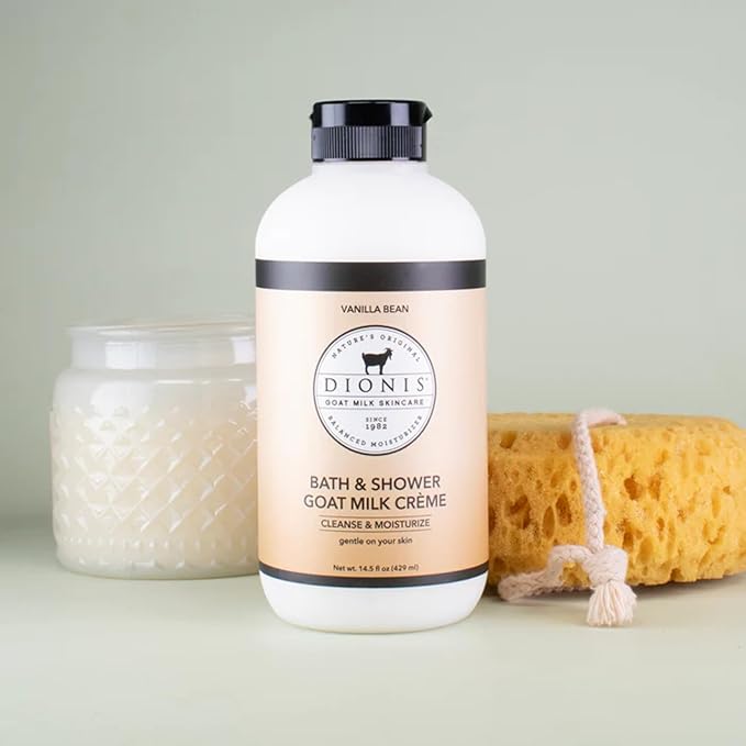 Dionis Goat Milk Bath Soap &amp Liquid Shower Crème Vanilla Bean 14.5oz (Pack of 1)