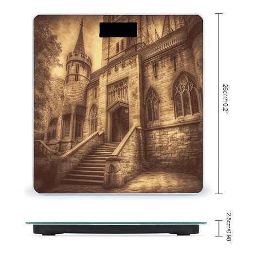 Vintage Medieval Castle Weight Scale Large Bathroom Scales Digital Weight with Bright LED Display Non Slip Automatic Weighing Scale Fashion Weighing Machine for Body
