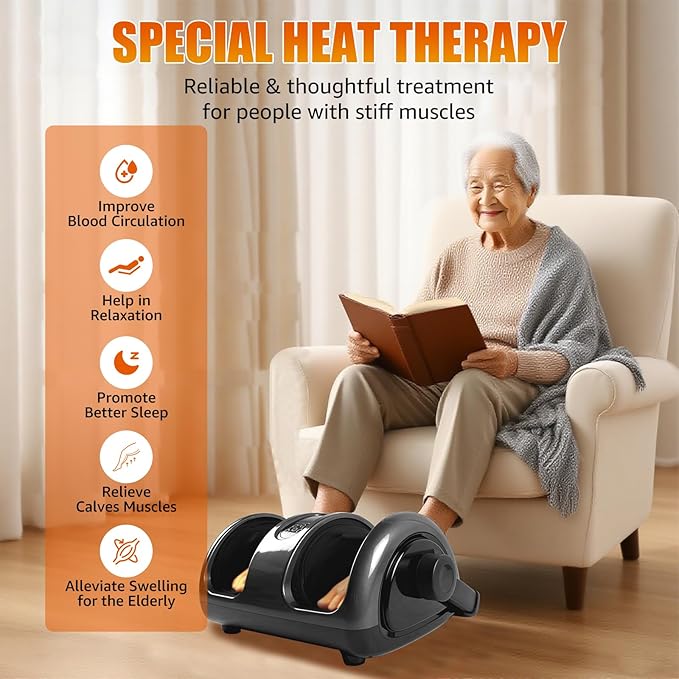 Shiatsu Foot Massager with Heat and Remote 360° Rotating Stand for Feet Calves and Arms Deep Kneading and Rolling Machine with Adjustable Intensity and Timerfor Home Office Relaxation