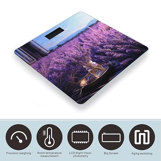 Romantic Lavender Bathroom Scale Ultra-Bright Liquid Crystal Screen Weight Scale Accurate Bathroom Body Scales for Body Weight Bathroom Pet Home Bedroom Gift-Giving