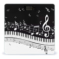 Black White Music Note Scale for Body Weight Anti-Slip Sturdy Tempered Glass Weighing Machine Highly Digital Accurate Bright LCD Bathroom Scale for Household Gift