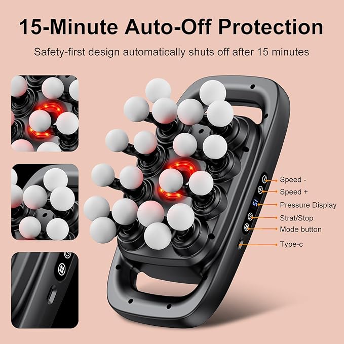 Deep Tissue Massager Gun for Back Shoulder and Neck Pain Relief Powerful Shoulders Back Massager Legs Foot Massager &amp Full Body Muscle Recovery with 20 Massage Heads 3 Modes &amp 30 Speed