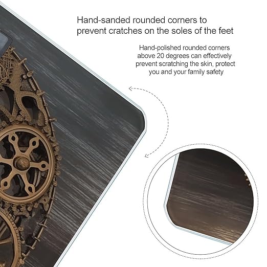 Steampunk Gears Clock Weight ScaleClear LED Display Bathroom Digital Weighing ScaleTempered Glass Digital Bathroom Scale for Body Weight Capacity Up to 400 Lbs
