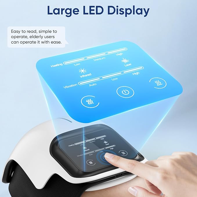 Knee Massager Cordless Heated Knee Massager with 3 Heating Levels 3 Vibration Modes LED Screen &amp Adjustable Straps Portable Massage with Heat for Knee Discomfort Ideal Gift for Men Women