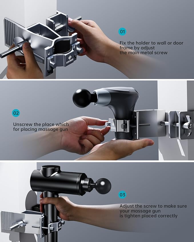 Massage Gun Holder Plus for Back Muscle Hands Free Percussion All Aluminium Alloy Made Compatible with Most Massage Gun Design for Hard-to-Reach Area Holder ONLY