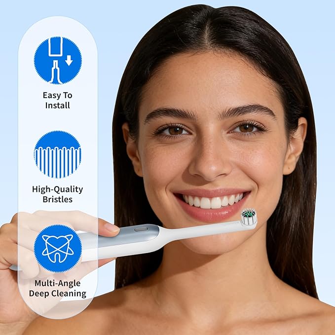 Toothbrush Replacement Heads Compatible with Quip 360 Oscillating Electric Toothbrush Soft Bristles Brush Heads White Pack of 4