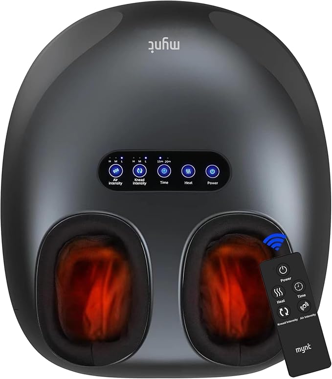 Mynt Shiatsu Foot Massager with Heat FSA Eligible HSA Approved Electric Foot Massage Machine for Plantar Fasciitis Neuropathy Deep Kneading with Control Gifts for Mom Dad Fits Up to 14