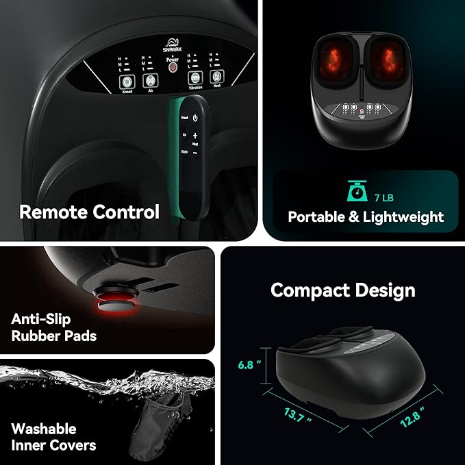 Snailax Foot Massager with Heat Remote Control Shiatsu Heated Foot Massager Machine with Deep Kneading Rolling Compression Vibration Size 13