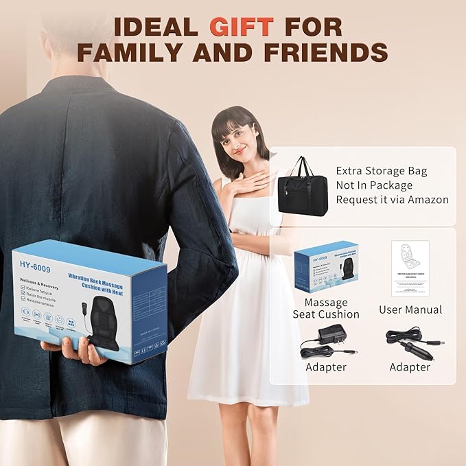 SLOTHMORE Vibration Back Massager for Chair with Heat Chair Massager Pad with 8 Vibration Seat Cushion for Seniors Office Workers &amp Family Fatigue &amp Pain Relief in Office Home &amp Trave