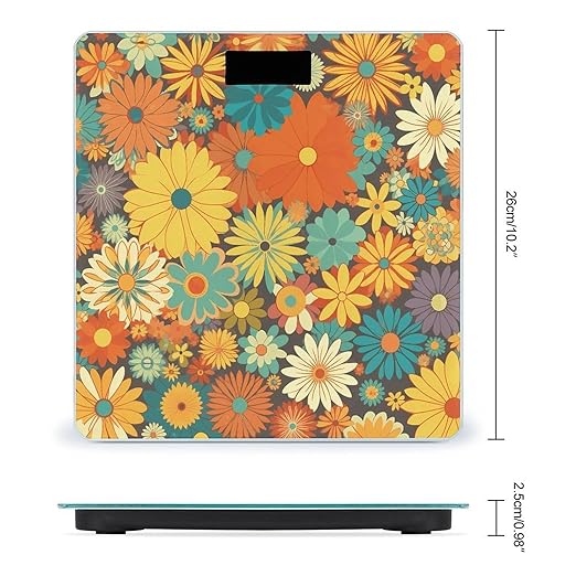 Flower Pattern Digital Bathroom Scale for Body Weight Weighing Scale with Backlit LCD Display High Precision Measurements &amp Measures Weight Up to 180kg