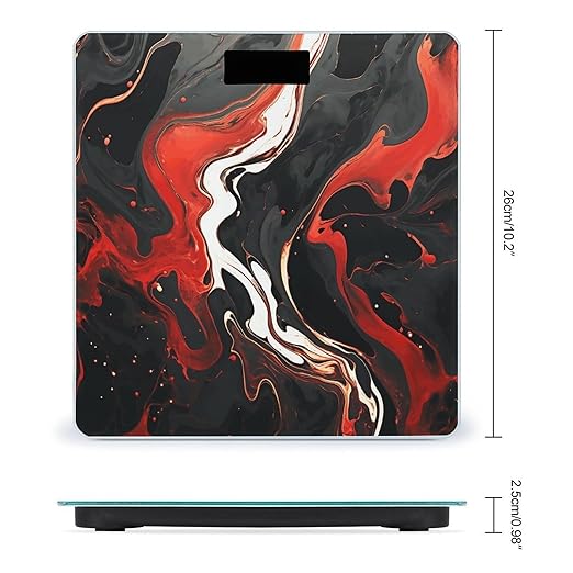 Digital Bathroom Scale for Body Weight Scale with Bright LCD Display High Accuracy Step-On Technology Auto On/Off Black and Red Marble Digital Scales 400 Lbs /180kg