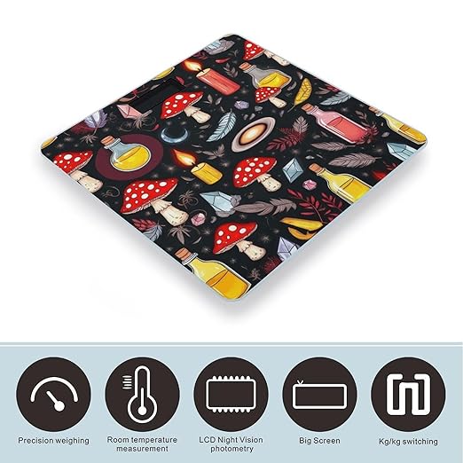 Men's Fashion Automatic Switch Digital Bathroom Weighing Scale Smart Scale Witch Witchy Goth Magic Mushrooms
