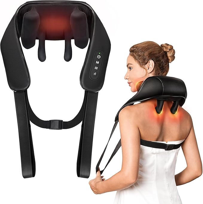 Valentine's Day Gift for Women Men Neck and Shoulder Massager with Heat Cordless Back and Neck Massager 4D Shiatsu Deep Kneading Massagers for Shoulder Back Leg Neck Pain Relief Home Office Use