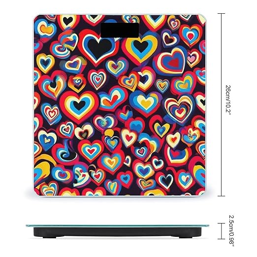 Women's Digital Bathroom Weighing Scale Automatic Switch Energy Saving Scale Smart Scale for Body Weight Tie Dye Trippy Love Heart