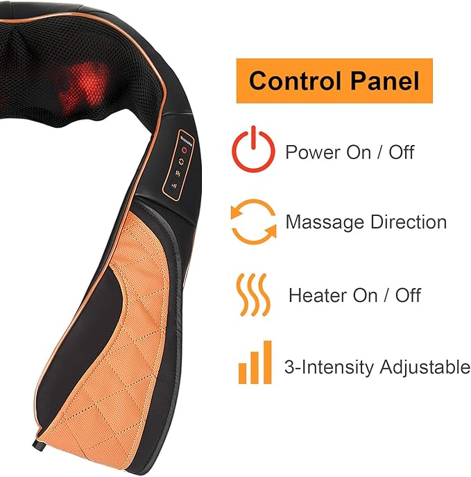TRIDUCNA Shiatsu Neck Shoulder Back Massager with Heat and Carry Bag - Electric Massage Pillow with Deep Tissue Kneading for Lower Back Calf Leg Massage - Use at Home Office and Car