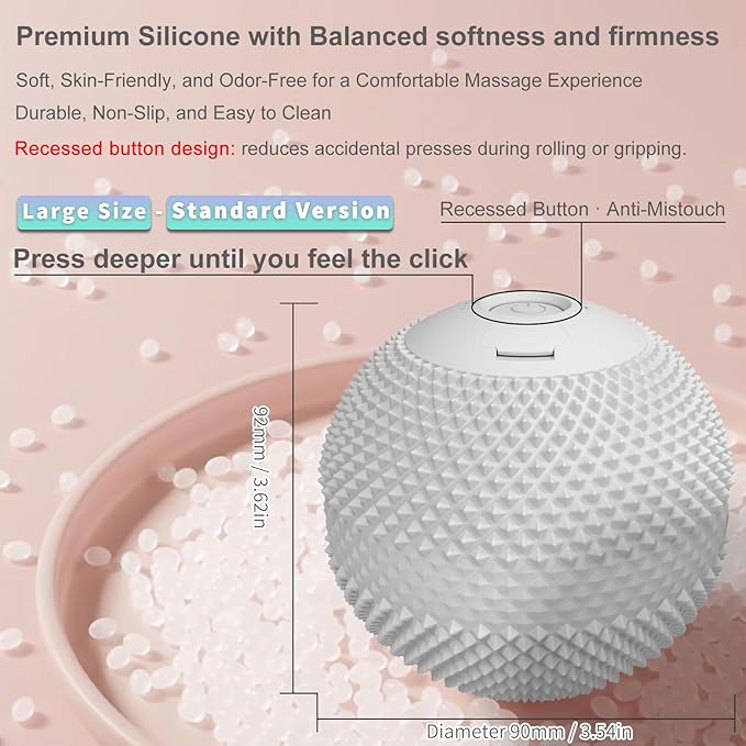 Vibrating Massage Ball with Heat Deep Tissue Trigger Point Massage Ball for Back Hip and Muscle Recovery Myofascial Release Mobility Ball with 7 Modes and Memory (Grey)
