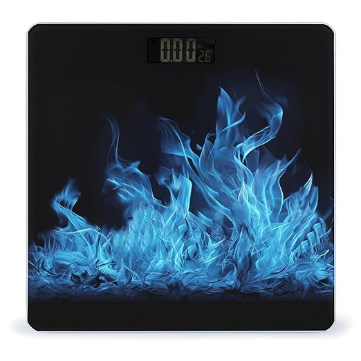 Blue Flame Bathroom Scale Rounded Smart Scale for Body Weight Automatic Power On/Off Weight Scales Accurate Bathroom Digital Scales for Pet Home Bedroom Kitchen