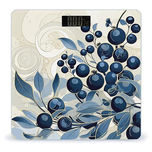 Field of Blueberries Digital Bathroom Scale for Body Weight Weighing Scale with Backlit LCD Display High Precision Measurements &amp Measures Weight Up to 180kg