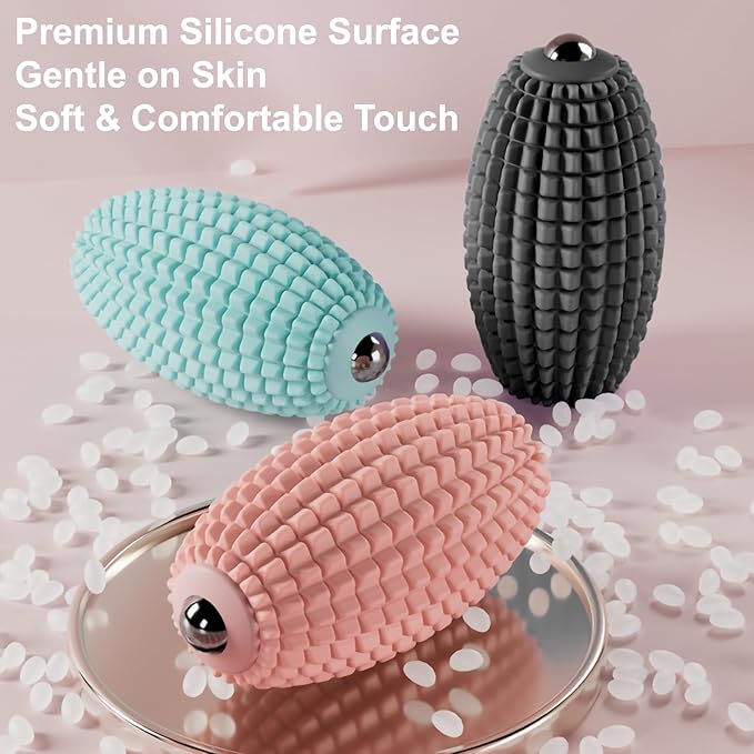 Vibrating Massage Ball for Plantar Fasciitis &amp Myofascial Release Silicone Muscle Roller for Back Neck Foot and Leg Portable Trigger Point Massage Tool 3 Vibration Modes (Pink)