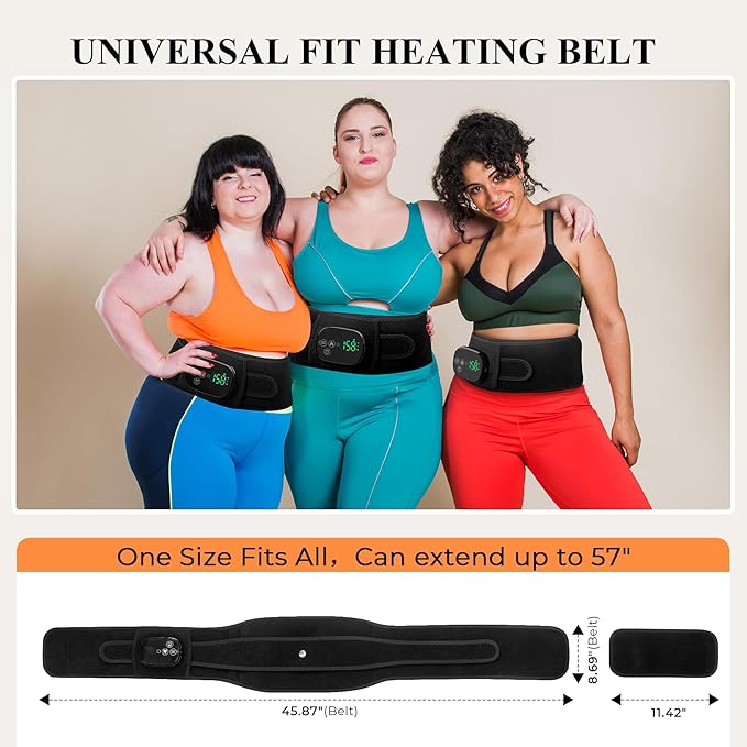 Heating Pad with Massager for Back Comfort Cordless Lower Back Massager with 6 Heat Levels Portable Vibrating Heated Belt for Lumbar/Abdominal- Gifts for Women Men Mom &amp Dad