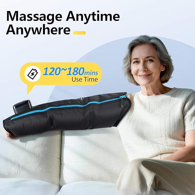 Comfytemp Air Compression Therapy Device K1065 Cordless Full Arm Massager for Circulation and Pain Relief Portable Massage Sleeve for Wrist Hand Forearm