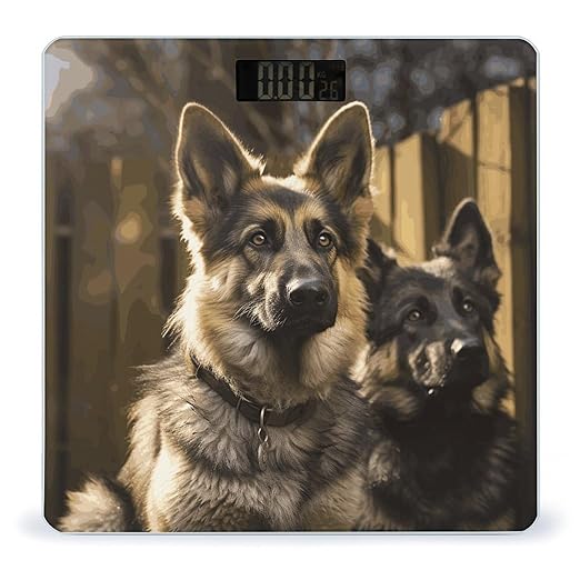 Digital Bathroom Scale for Body Weight Scale with Bright LCD Display High Accuracy Step-On Technology Auto On/Off German Shepherd Digital Scales 400 Lbs /180kg