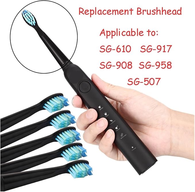 20pcs Toothbrush HeadCompatible for Seago SG610 SG908 SG917 910 507 515 949 958 Replacement Tooth Brush(White B)