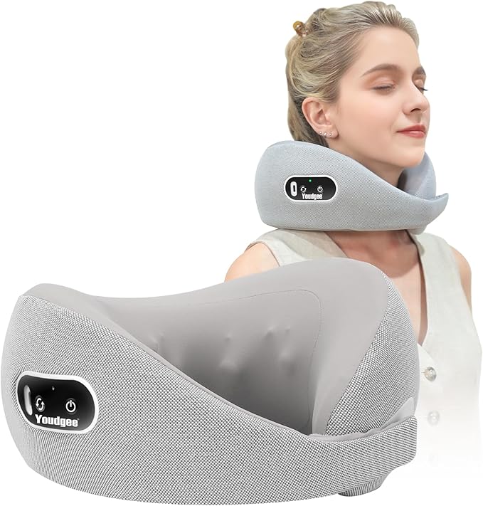 Neck Massager Deep Tissue Kneading Massage Pillow for Neck Back Shoulder Electric Shiatsu Massage Cushion for Pain Relief and Relaxation at Home Office and Travel