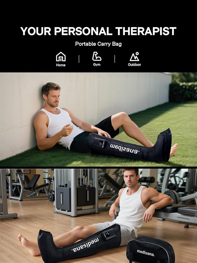 Medisana Leg Compression Massager Cordless Rechargeable Air Pressure Boot with Multi-Customize Modes Intensities &amp Timer Leg Compression for Circulation Pain Relief Recovery Christmas Gifts