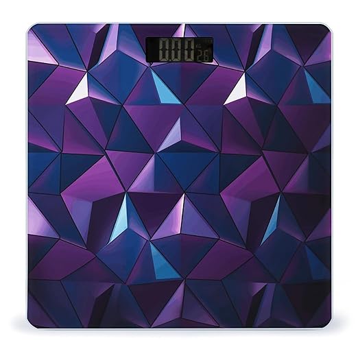 Purple Geometric Weight Scale for Body Weight Digital Bathroom Scale High Capacity Accurate Digital Weighing Scales and Easy-to-Read on Backlit LCD Display Scales