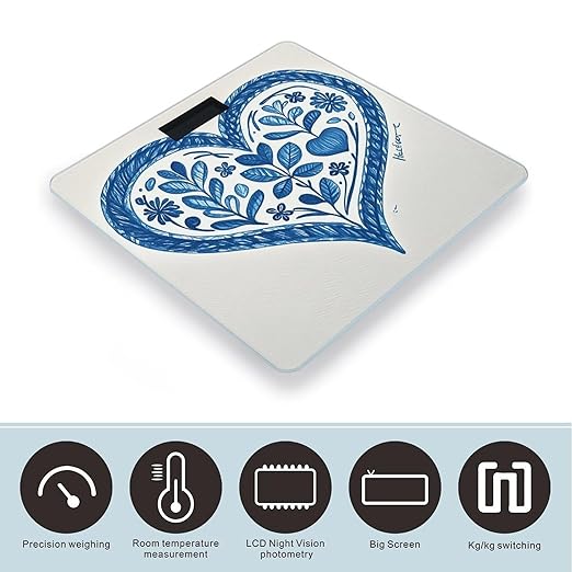 Hand Drawn Heart Scale for Body Weight Digital Bathroom Scale Accurate Smart Weight Scales with Large Display Weighing Machine High Precision Scales