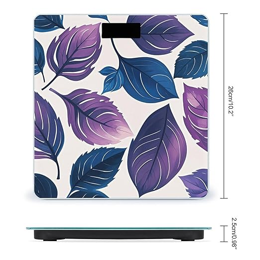 Purple and Blue Leaves Scale for Body Weight Digital Bathroom Scale Accurate Smart Weight Scales with Large Display Weighing Machine High Precision Scales