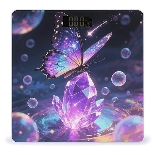 Magical Butterflies Weight Scale Cute Bathroom Scale for Body Highly Accurate Digital Weighing Machine for People Compact LCD Display Scales with Sturdy Toughened Glass Scales