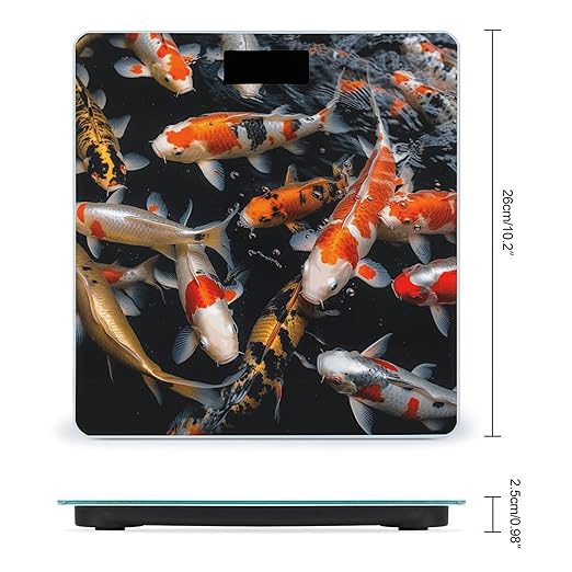 Japan Fancy Koi Carp Fishes Scale for Body Weight Accurate Digital Bathroom Scale Toughened Glass High Precision Scales Smart Weight Scales with Large LCD Backlight Display Weighing Machine
