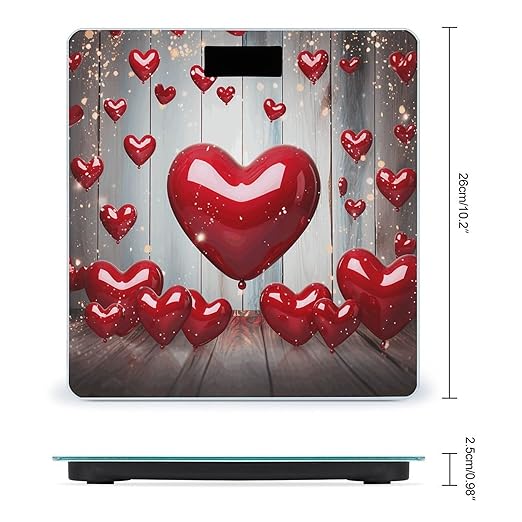 Red Love Heart Scale for Body Weight Anti-Slip Tempered Glass Digital Bathroom Scales Clear LCD Display Weighing Scale Safe Rounded Corners Smart Scales