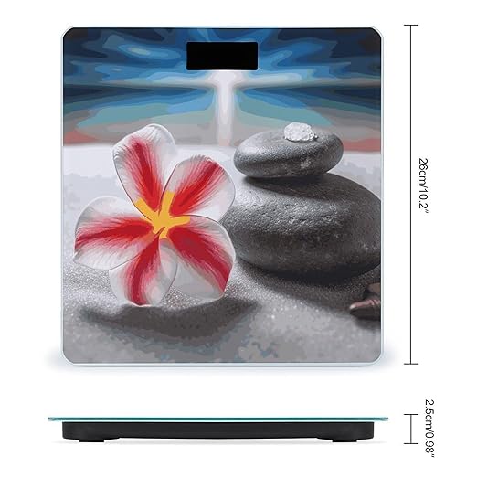 Tropical Flower and Zen Stone Bathroom Scale Weight Scale for Body WeightHighly Accurate Digital Weighing Machine Clear LED Display Digital Bathroom Body Scale 400lb/182kg