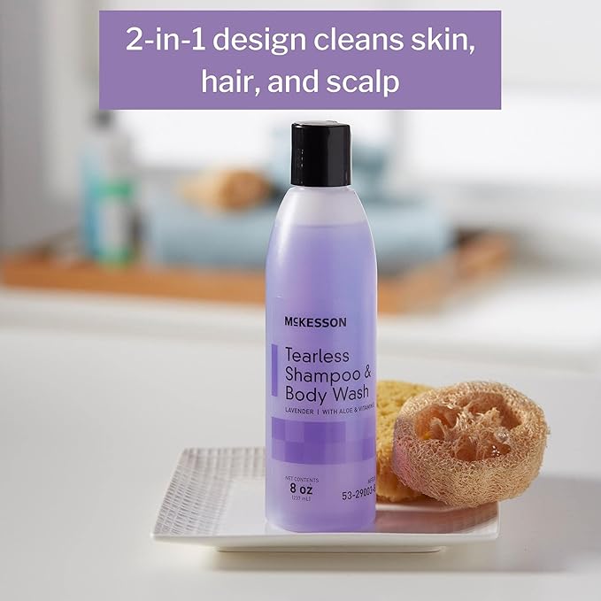 McKesson Tearless Shampoo and Body Wash with Aloe and Vitamin E Lavender Scent 8 oz 48 Count