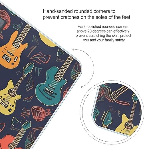 Guitarra Pattern Digital Bathroom Scale for Body Weight Weighing Scale with Backlit LCD Display High Precision Measurements &amp Measures Weight Up to 180kg