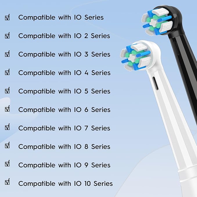 6 Pcs IO Replacement Heads Compatible with Oral B IO 2/3/4/5/6/7/8/9/10 Series Electric Toothbrush Toothbrush Heads Compatible with Oral B IO Comes with Hygienic Cap (Black/White)