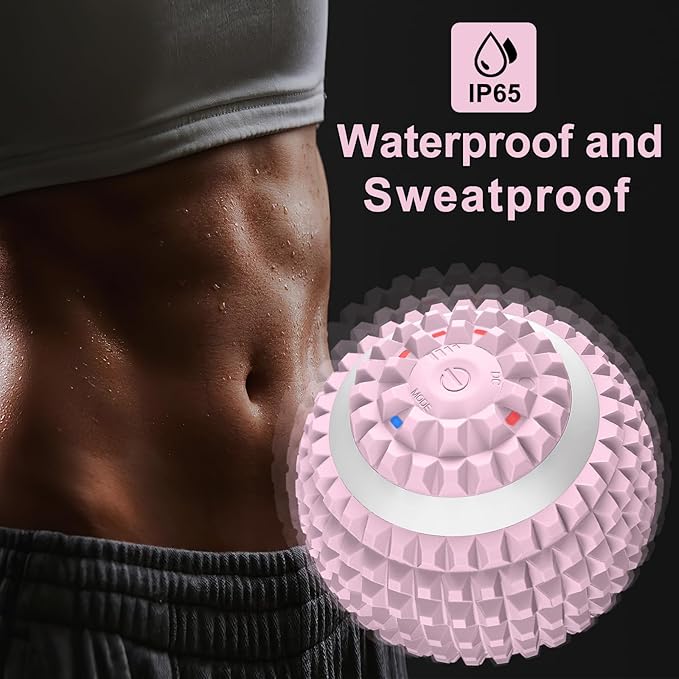 Uppye Vibrating Ball Massager Vibration Massage Ball for Physical Therapy Mobility Ball for Workout Recovery Deep Tissue Massager for Pain Relief and Trigger Point Treatment (Pink)