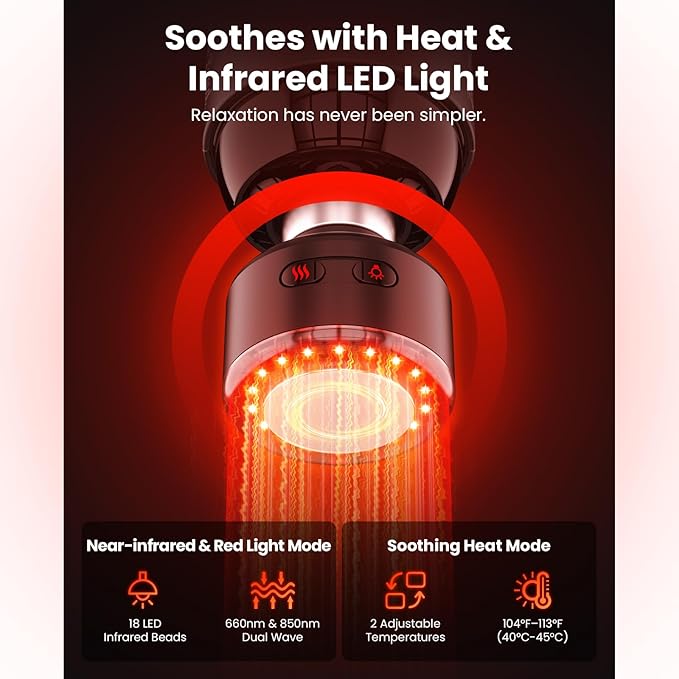 BOB AND BRAD T2 Ultra Massage Gun with Heat and Red LED Therapy Heated Deep Tissue Massager for Athletes FSA Professional Percussion Massager for Muscle Relief Portable Massagers HSA Eligible