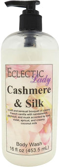 Eclectic Lady Liquid Pearl Body Wash - Cashmere and Silk Scent 3-in-1 Use For Bubble Bath Hand Soap &amp Body Wash Phthalate-Free Cashmere and Silk Fragrance Handcrafted in USA (16 oz)