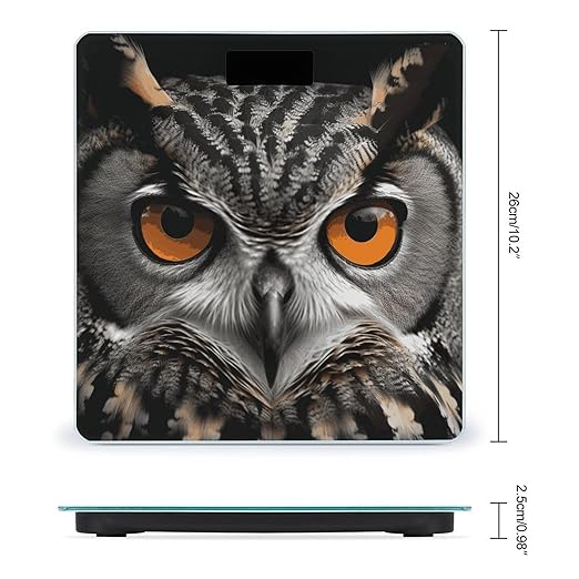Owl Eyes Digital Bathroom Scale for Body Weight with High Precision Digital Weighing Scale with BMI Clear LCD Display and Step-On Measures Weight Up to 180kg