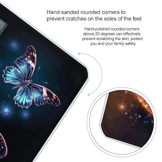 Butterfly and Stars Bathroom Scale for Body Weight Bathroom Weighing Scale with Backlit LCD Display Highly Accurate Measures Weight Up to 180kg