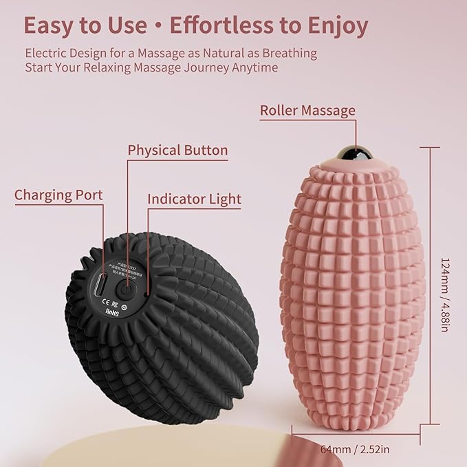 Vibrating Massage Ball for Full Body Relaxation Silicone Trigger Point Massager Ball for Back Neck Foot Muscle Recovery Portable Rechargeable Massage Roller 3 Vibration Modes (Black)