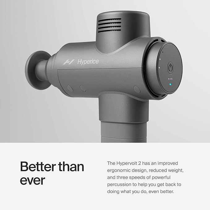 Hypervolt 2 - Featuring Quiet Glide Technology - Handheld Percussion Massage Gun | 3 Speeds 5 Interchangeable Heads | Helps Relieve Sore Muscles and Stiffness (Hypervolt 2 w/Carrying Case)