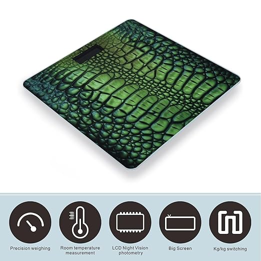 Alligator Skin Bathroom Scale Large LCD Backlight Display Digital Scale Rounded Corners Body Scales Automatic Power On/Off Bathroom Scales for Home Bedrooms