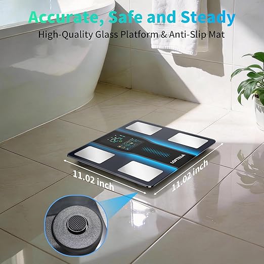 LOFTILLA Smart Scale for Body Weight Accurate Scale with BMI Body Fat Muscle Mass 8-in-1 Large Display Digital Bathroom Scales for 14 Body Composition Metrics Sync with Fitness App